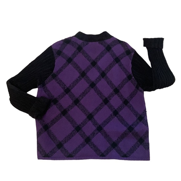 Coldwater Creek Purple‎ and Black Plaid Knit Full Zip Cardigan Sweater Size XL - Picture 5 of 7
